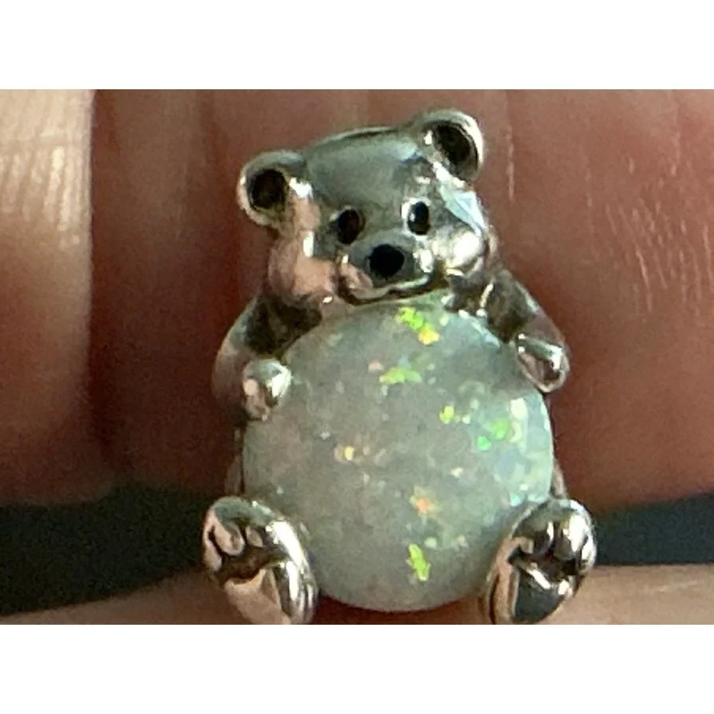 Pandora Polar Bear Charm 793589C01 Lab Created Opal S925 ALE Warm Hugs